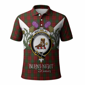 MacAulay (MacAuley) Tartan Family Crest Polo Shirt Scottish Burns Night Thistle Floral