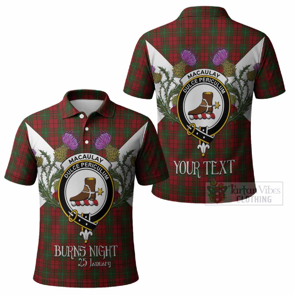MacAulay (MacAuley) Tartan Family Crest Polo Shirt Scottish Burns Night Thistle Floral