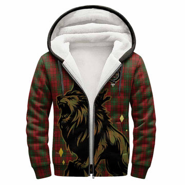 MacAulay (MacAuley) Tartan Family Crest Sherpa Hoodie Crowned Lion Roaring
