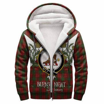 MacAulay (MacAuley) Tartan Family Crest Sherpa Hoodie Scottish Burns Night Thistle Floral