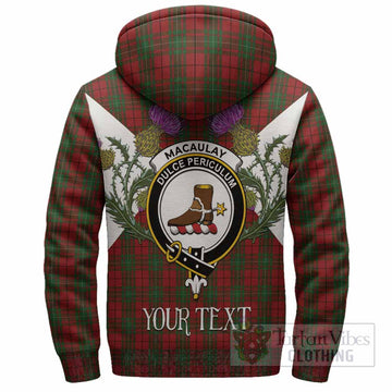 MacAulay (MacAuley) Tartan Family Crest Sherpa Hoodie Scottish Burns Night Thistle Floral