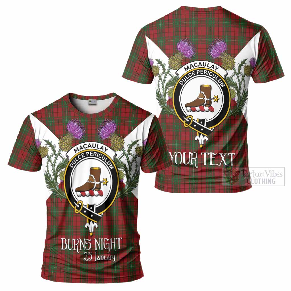 MacAulay (MacAuley) Tartan Family Crest T-Shirt Scottish Burns Night Thistle Floral