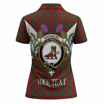 MacAulay (MacAuley) Tartan Family Crest Women Polo Shirt Scottish Burns Night Thistle Floral