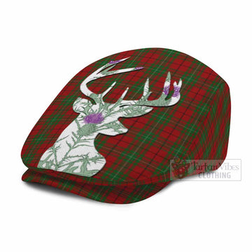 MacAulay (MacAuley) Tartan Flat Cap, Jeff Cap Scottish Stag Thistle Floral Art