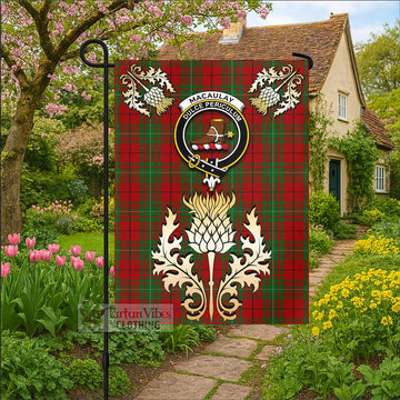 MacAulay (MacAuley) Tartan Garden Flag with Golden Regal Scottish Thistle Emblem - Tartan Vibes Clothing