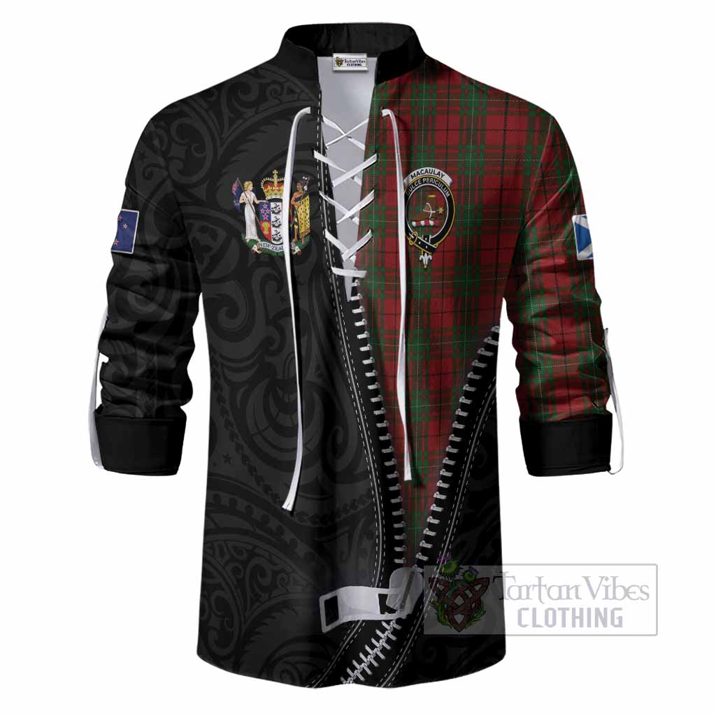 MacAulay (MacAuley) Tartan Ghillie Shirt New Zealand Pattern Unique Zipper Stylized