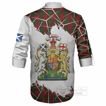 MacAulay (MacAuley) Tartan Ghillie Shirt with Family Crest and Lion Rampant Grunge Style