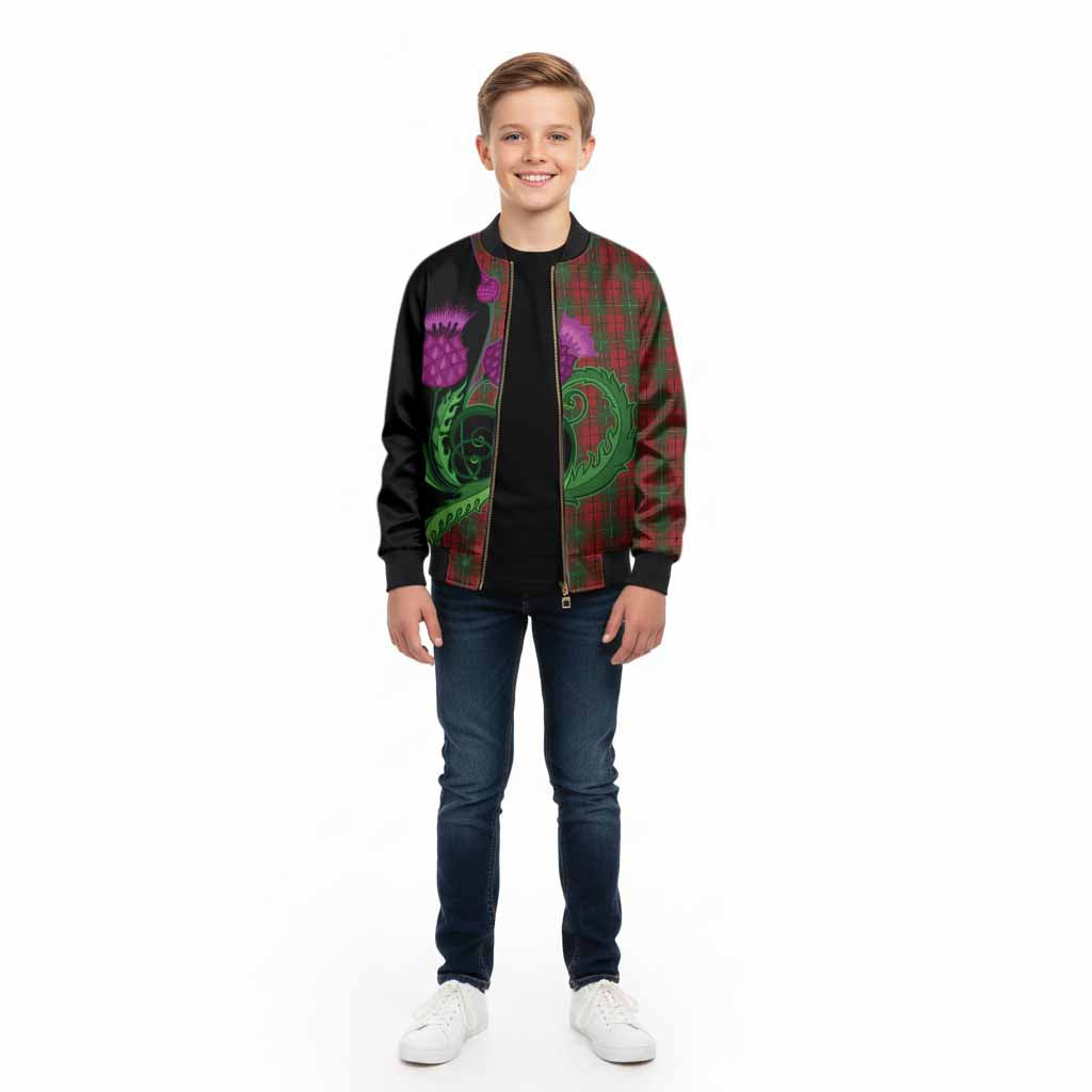 MacAulay (MacAuley) Tartan Kid Bomber Jacket Traditional Scottish Thistle