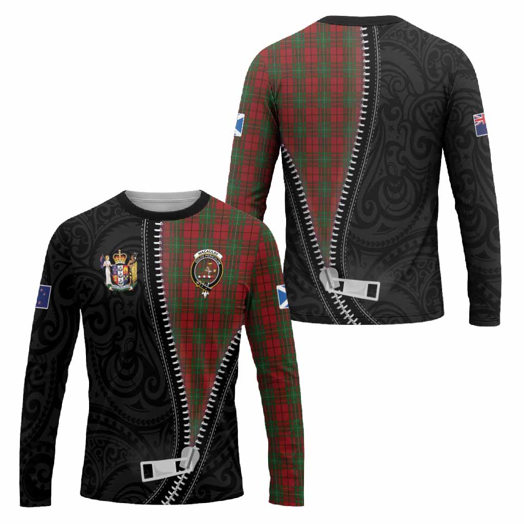 MacAulay (MacAuley) Tartan Long Sleeve T-Shirt New Zealand Pattern Unique Zipper Stylized