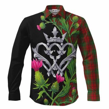 MacAulay (MacAuley) Tartan Luckenbooth Long Sleeve Button Shirts Silver Heart Crown Thistle Floral Men's Shirt S - Tartan Vibes Clothing