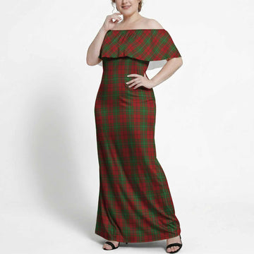 MacAulay (MacAuley) Tartan Off Shoulder Ruffle Maxi Dress