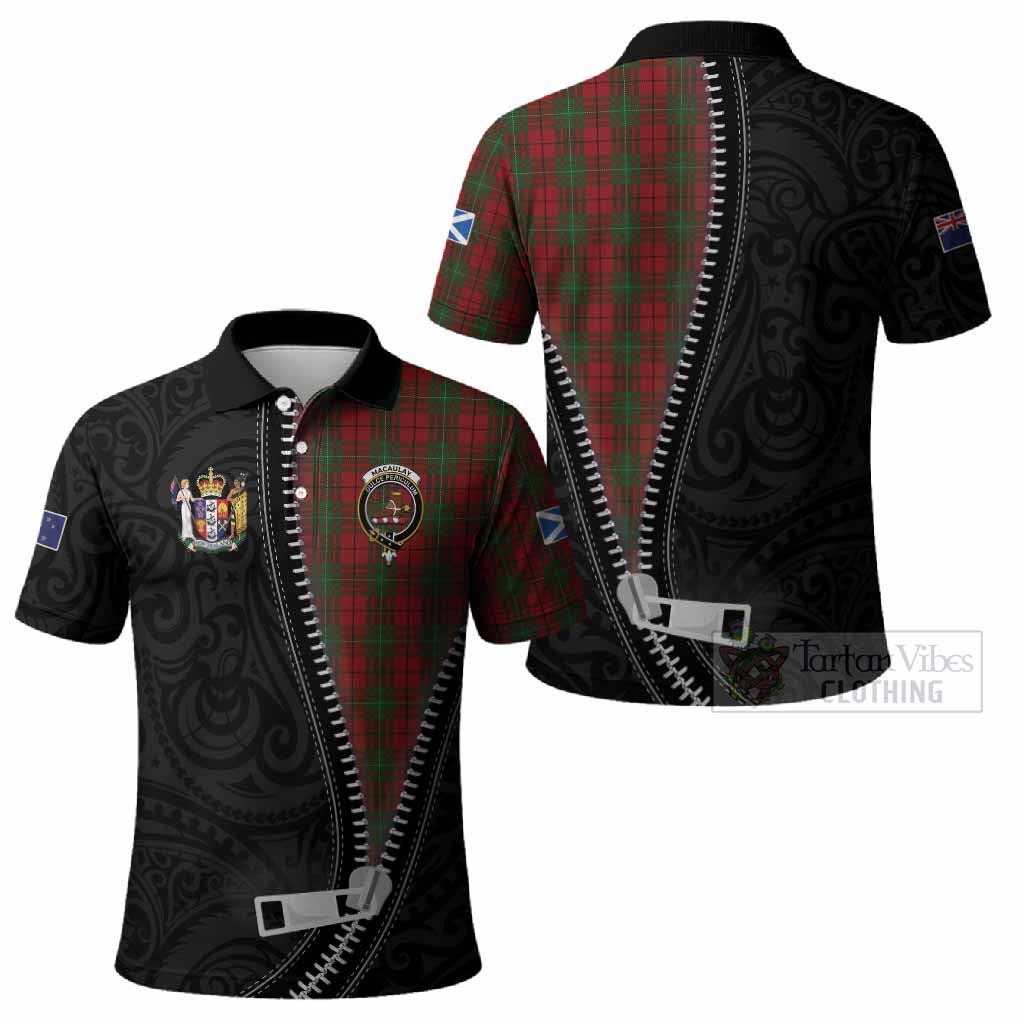 MacAulay (MacAuley) Tartan Polo Shirt New Zealand Pattern Unique Zipper Stylized