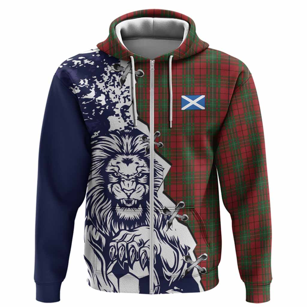 MacAulay (MacAuley) Tartan Scottish Hoodie Angry Lion With Soccer Ball Style