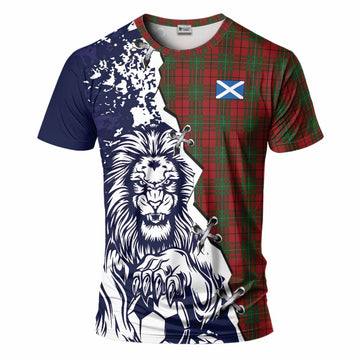 MacAulay (MacAuley) Tartan Scottish T-Shirt Angry Lion With Soccer Ball Style