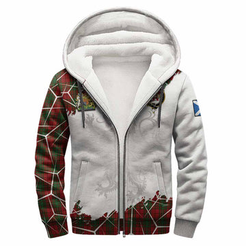 MacAulay (MacAuley) Tartan Sherpa Hoodie with Family Crest and Lion Rampant Grunge Style