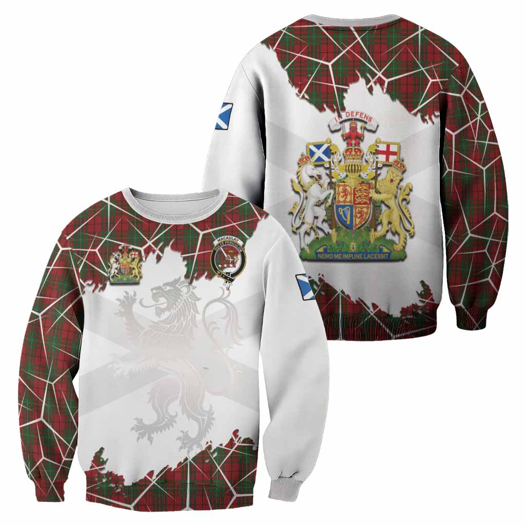 MacAulay (MacAuley) Tartan Sweatshirt with Family Crest and Lion Rampant Grunge Style