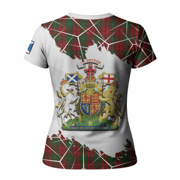 MacAulay (MacAuley) Tartan Women T shirt with Family Crest and Lion Rampant Grunge Style