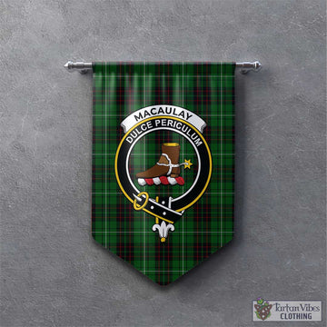 MacAulay of Lewis Tartan Gonfalon, Tartan Banner with Family Crest