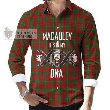 MacAuley Tartan Long Sleeve Button Shirt with Family Crest DNA In Me Style Men's Shirt S - Tartanvibesclothing Shop