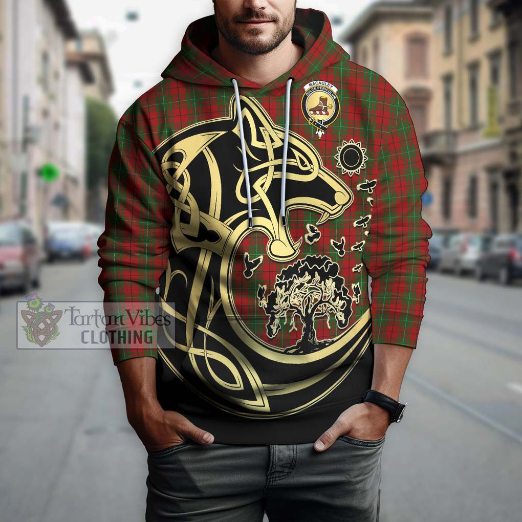 MacAuley Tartan Hoodie with Family Crest Celtic Wolf Style Zip Hoodie - Tartan Vibes Clothing
