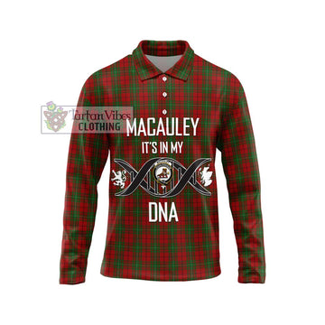 MacAuley Tartan Long Sleeve Polo Shirt with Family Crest DNA In Me Style Unisex - Tartan Vibes Clothing