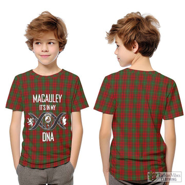 MacAuley Tartan Kid T-Shirt with Family Crest DNA In Me Style Youth XL Size14 - Tartan Vibes Clothing