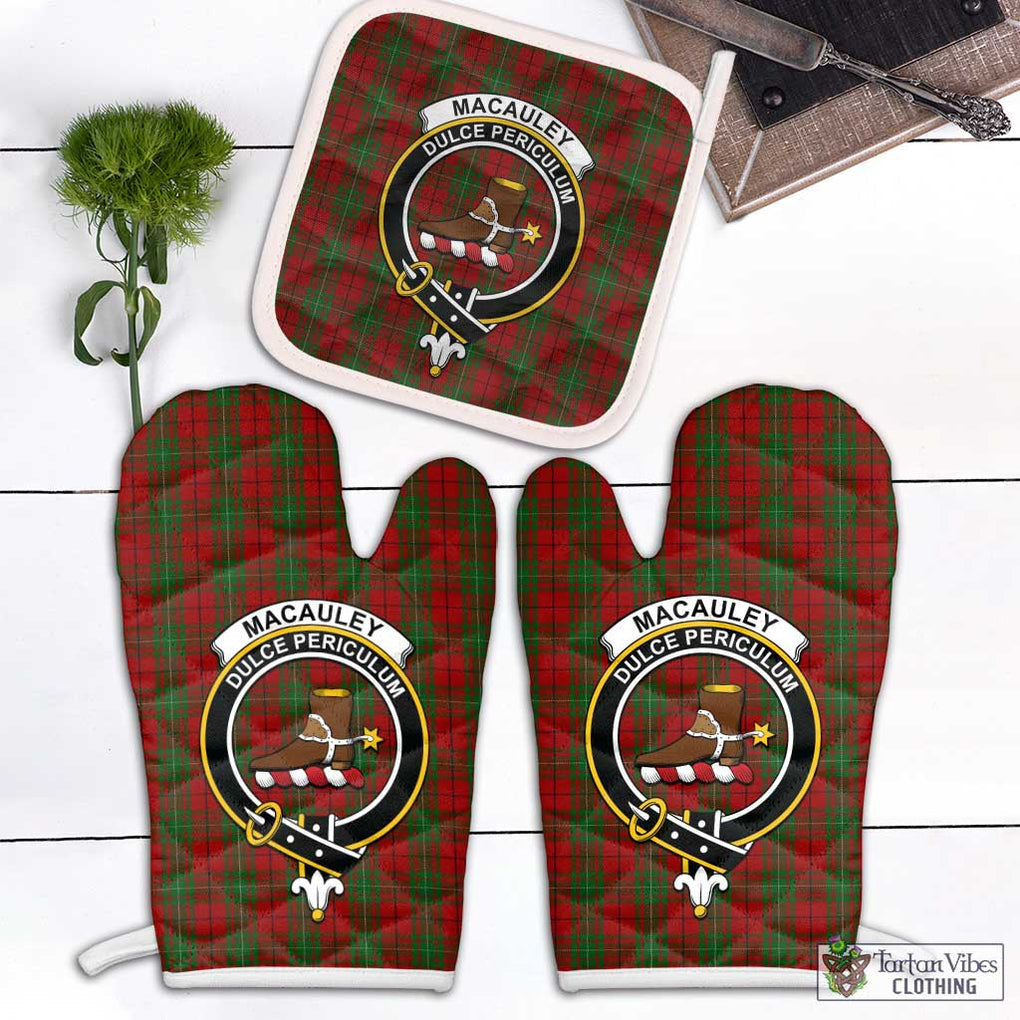 MacAuley Tartan Combo Oven Mitt & Pot-Holder with Family Crest White - Tartan Vibes Clothing