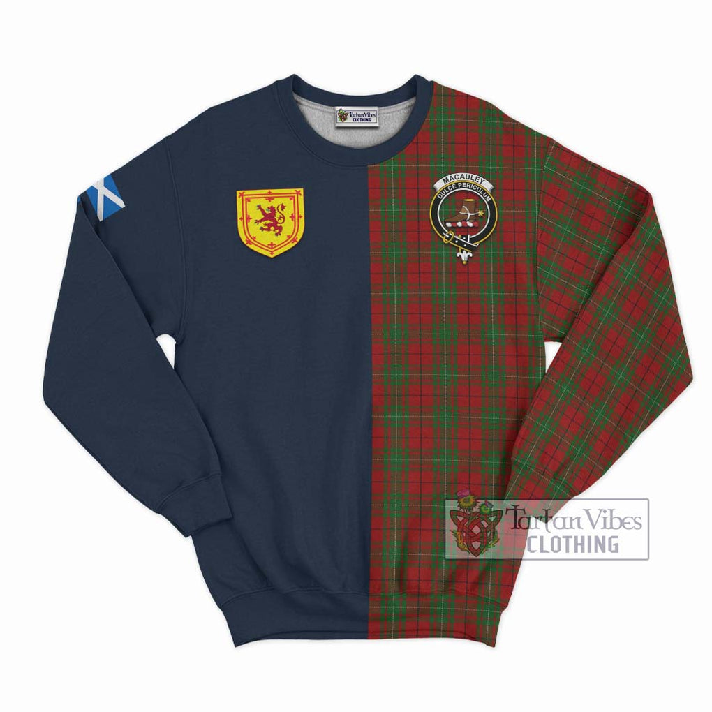 MacAuley Tartan Sweatshirt Alba with Scottish Lion Royal Arm Half Style Unisex - Tartan Vibes Clothing