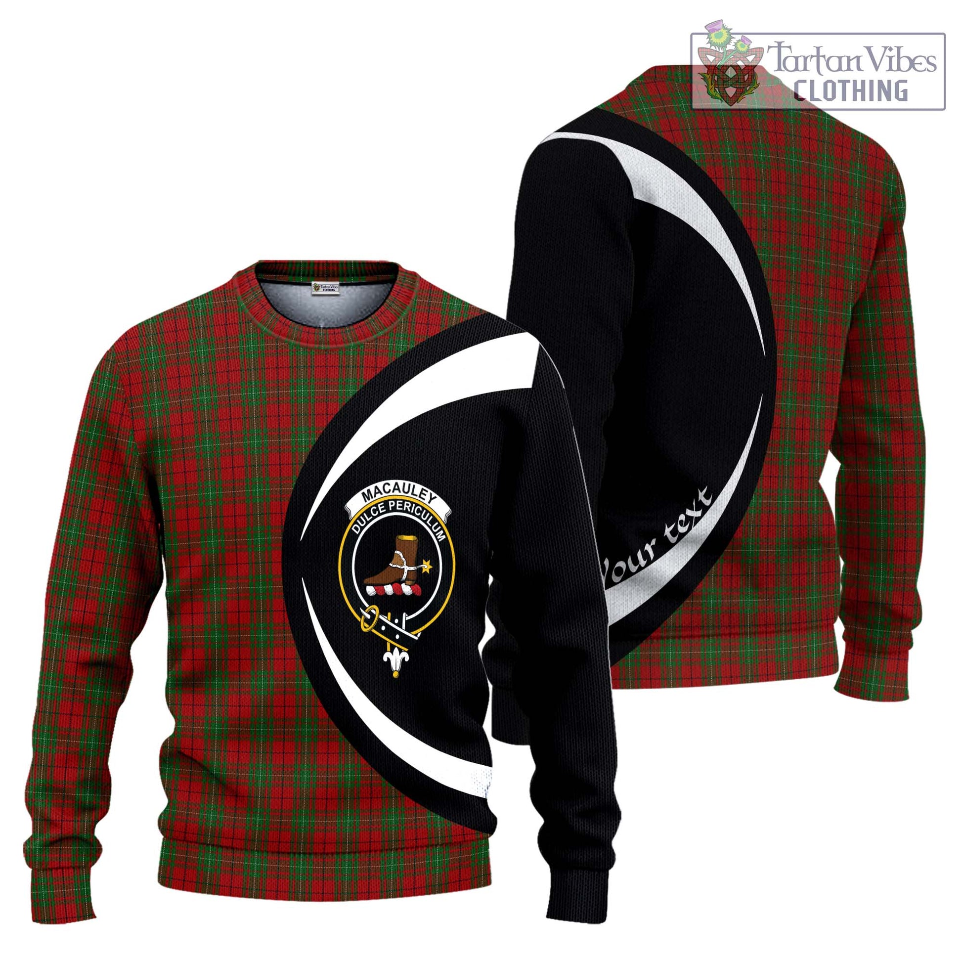 MacAuley Tartan Ugly Sweater with Family Crest Circle Style Unisex - Tartan Vibes Clothing