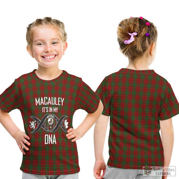 MacAuley Tartan Kid T-Shirt with Family Crest DNA In Me Style - Tartan Vibes Clothing