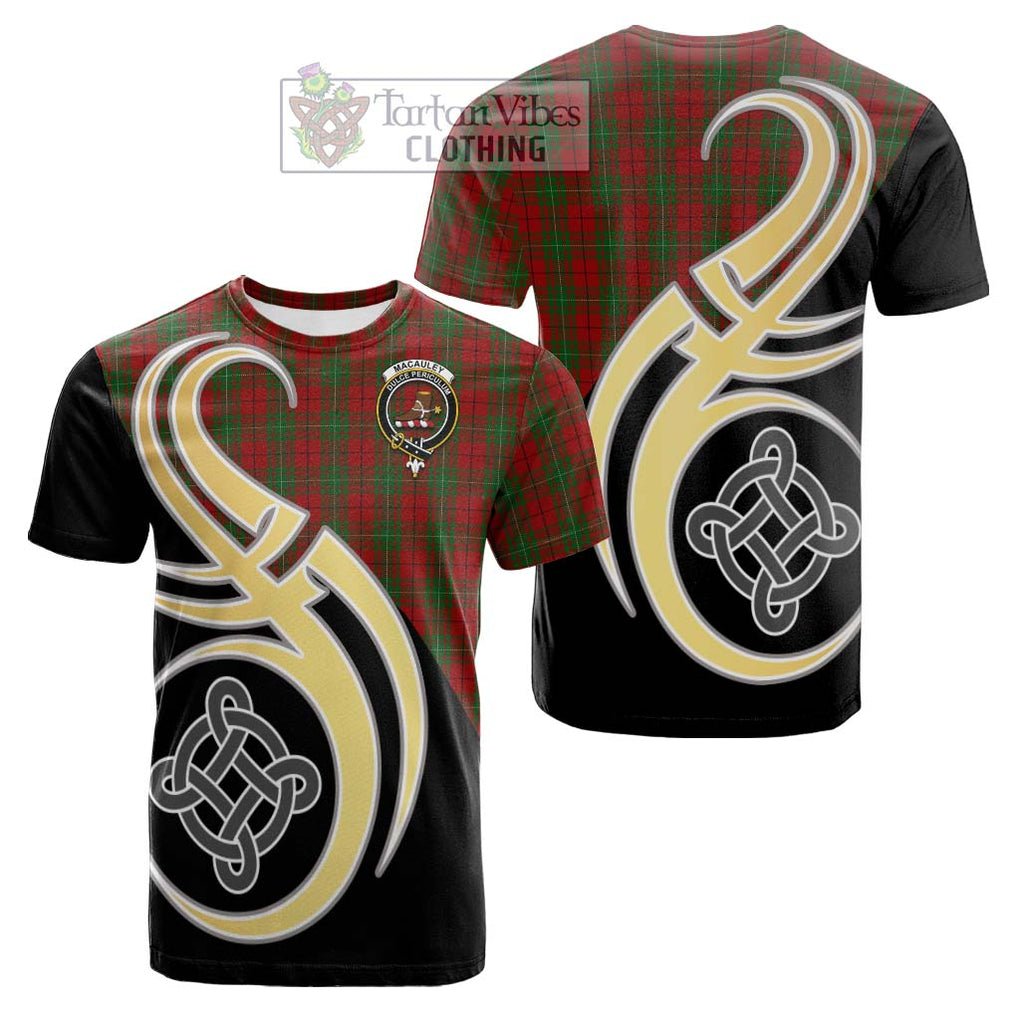 MacAuley Tartan Cotton T-shirt with Family Crest and Celtic Symbol Style Kid's Shirt - Tartan Vibes Clothing