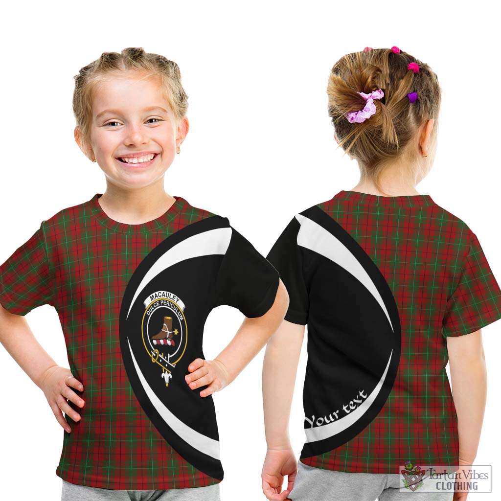 MacAuley Tartan Kid T-Shirt with Family Crest Circle Style - Tartan Vibes Clothing