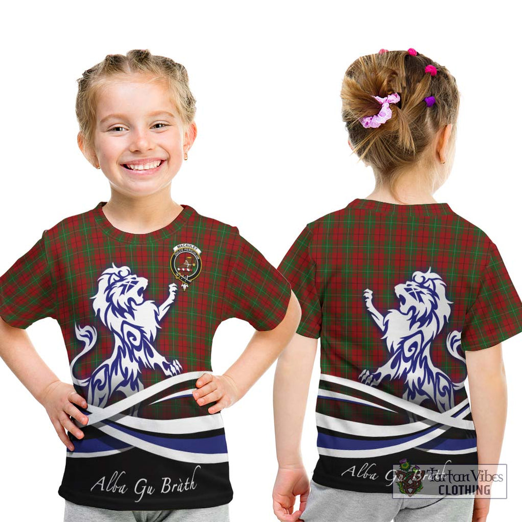 MacAuley Tartan Kid T-Shirt with Alba Gu Brath Regal Lion Emblem - Tartan Vibes Clothing