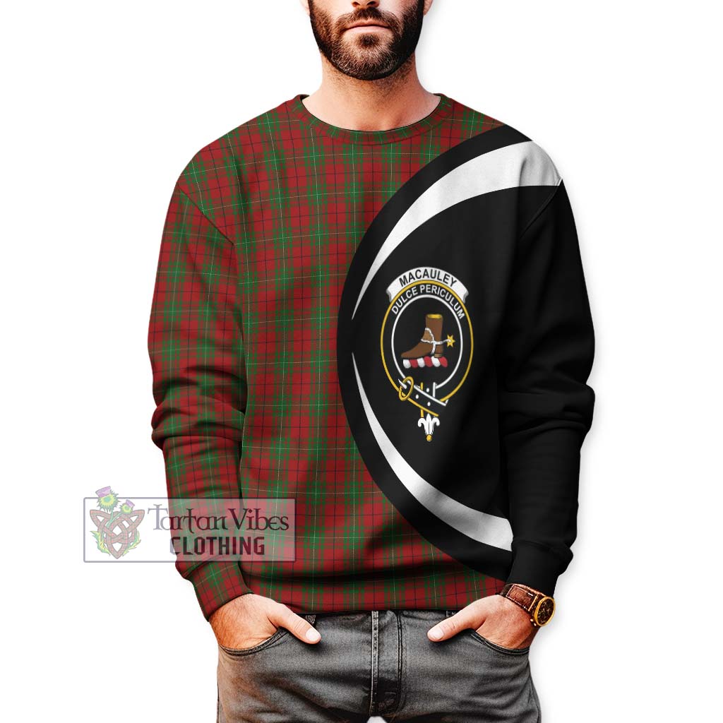 MacAuley Tartan Sweatshirt with Family Crest Circle Style - Tartan Vibes Clothing
