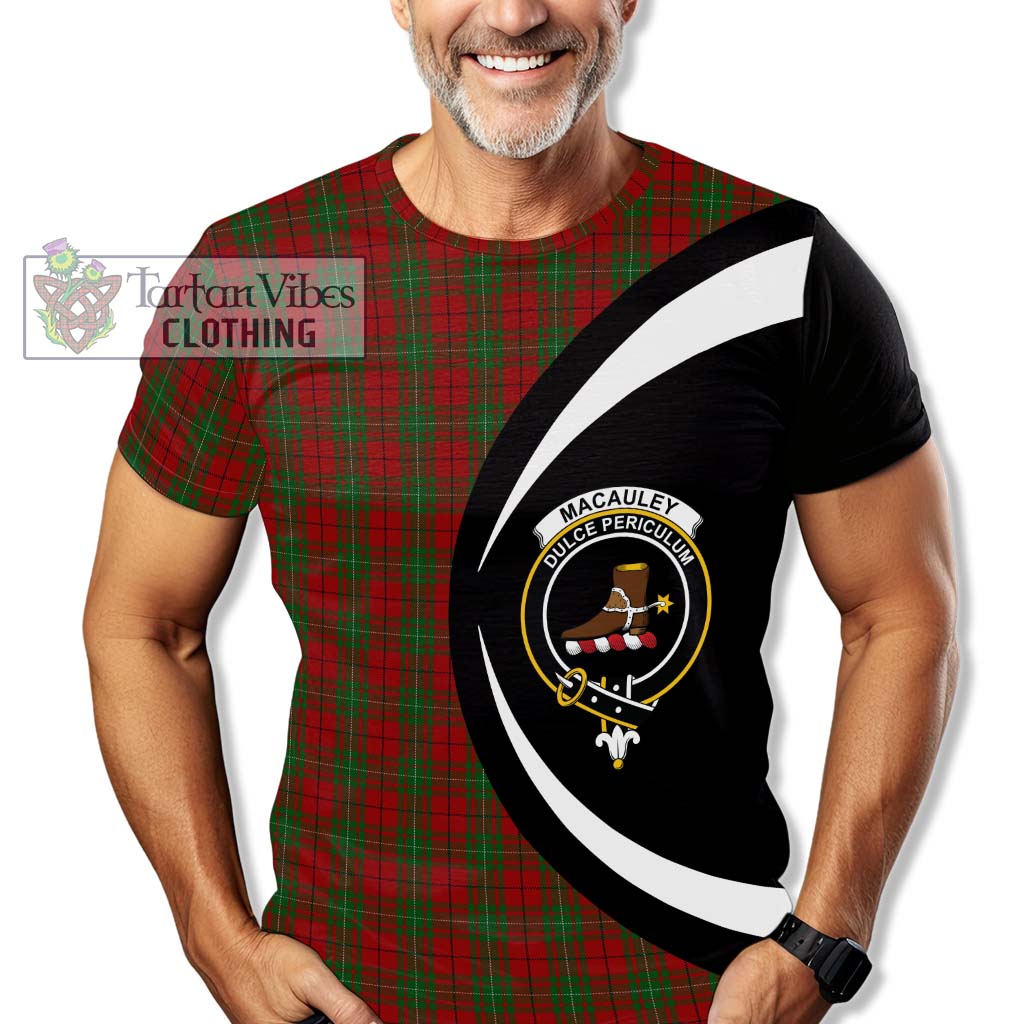 MacAuley Tartan T-Shirt with Family Crest Circle Style - Tartan Vibes Clothing
