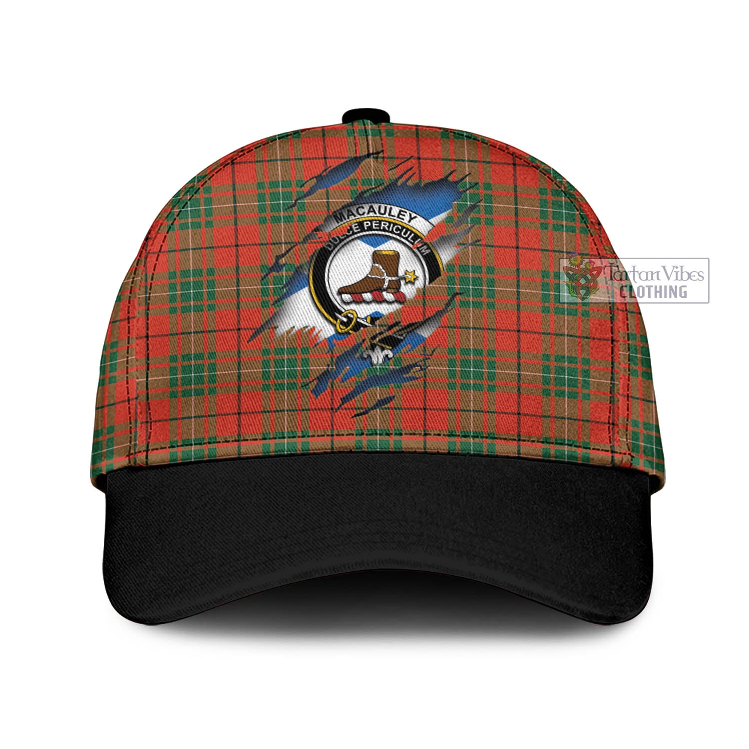 Tartan Vibes Clothing MacAuley Ancient Tartan Classic Cap with Family Crest In Me Style