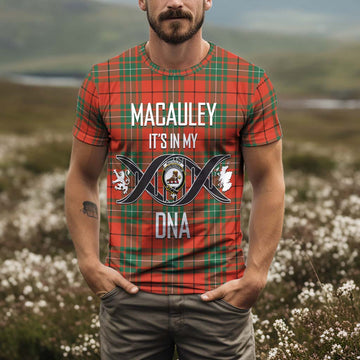 MacAuley Ancient Tartan T-Shirt with Family Crest DNA In Me Style Kid's Shirt - Tartan Vibes Clothing