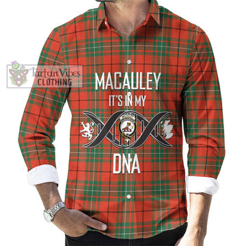 MacAuley Ancient Tartan Long Sleeve Button Shirt with Family Crest DNA In Me Style Men's Shirt S - Tartanvibesclothing Shop