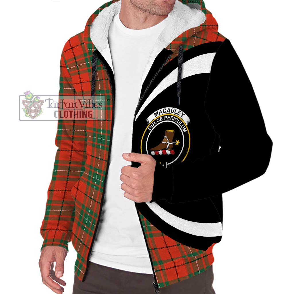 MacAuley Ancient Tartan Sherpa Hoodie with Family Crest Circle Style Unisex S - Tartan Vibes Clothing