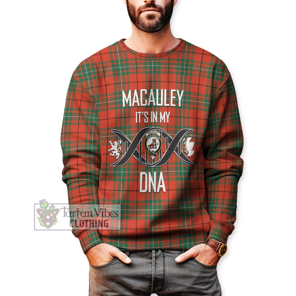 MacAuley Ancient Tartan Sweatshirt with Family Crest DNA In Me Style Unisex - Tartan Vibes Clothing
