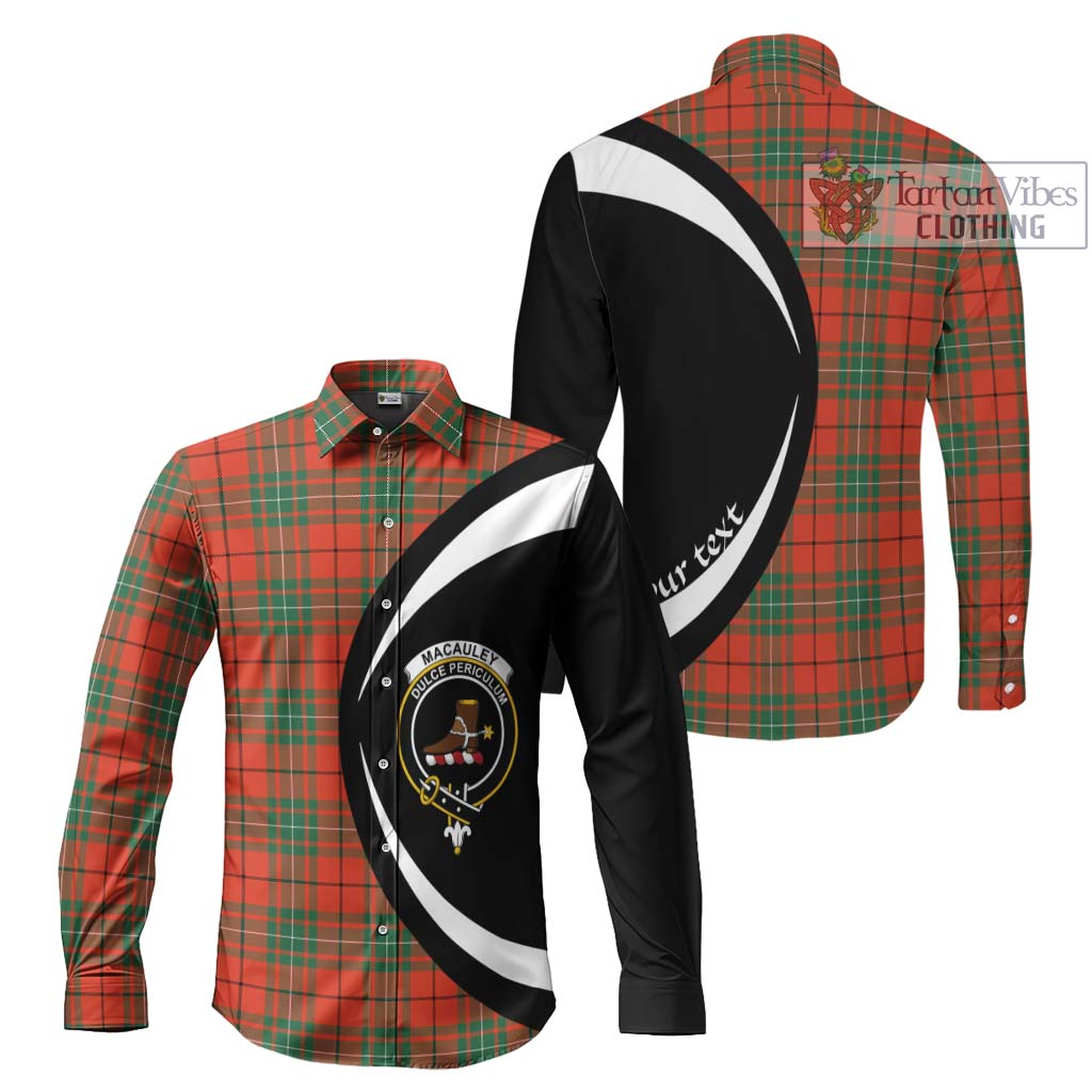 MacAuley Ancient Tartan Long Sleeve Button Up with Family Crest Circle Style Men's Shirt S - Tartan Vibes Clothing