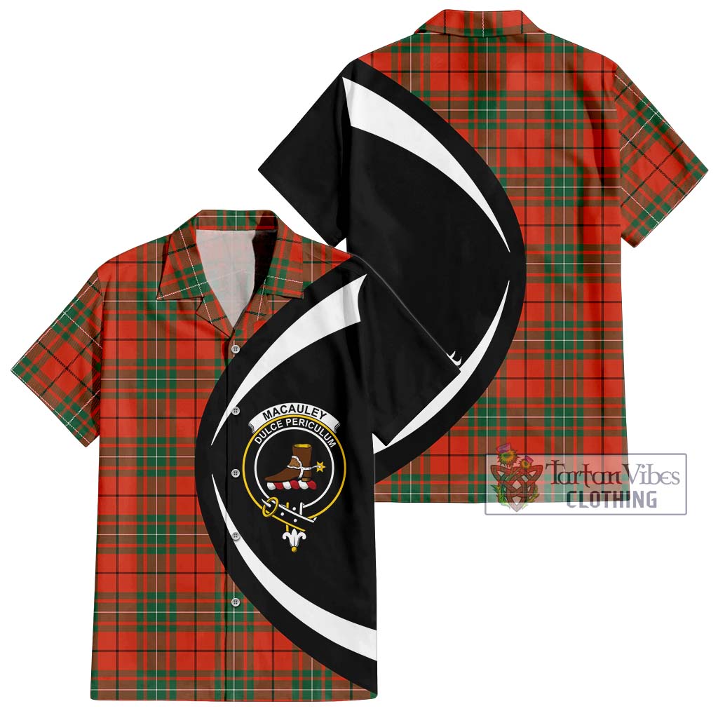 MacAuley Ancient Tartan Hawaiian Shirt with Family Crest Circle Style Kid - Tartan Vibes Clothing
