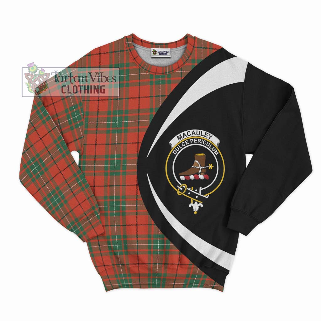 MacAuley Ancient Tartan Sweatshirt with Family Crest Circle Style Unisex - Tartan Vibes Clothing