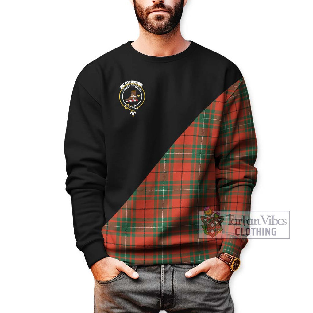 MacAuley Ancient Tartan Sweatshirt with Family Crest and Military Logo Style Unisex - Tartan Vibes Clothing