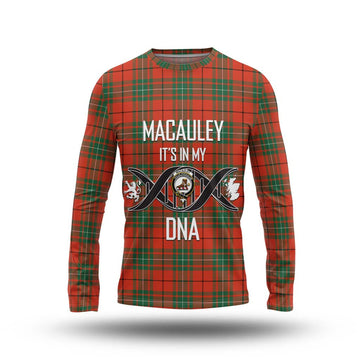 MacAuley Ancient Tartan Long Sleeve T-Shirt with Family Crest DNA In Me Style Unisex - Tartan Vibes Clothing