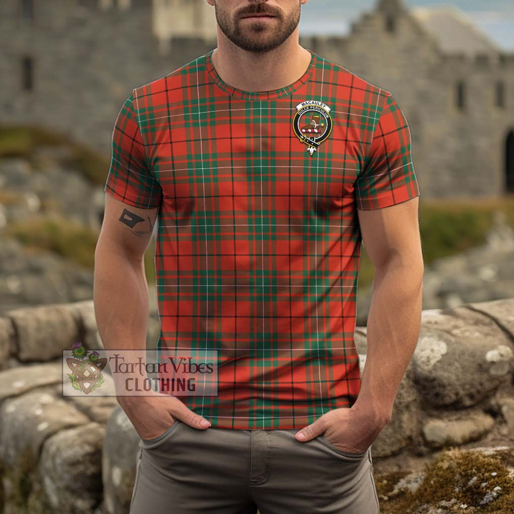 MacAuley Ancient Tartan Cotton T-Shirt with Family Crest Kid's Shirt - Tartan Vibes Clothing
