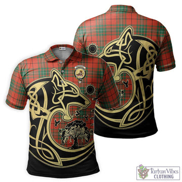 MacAuley Ancient Tartan Polo Shirt with Family Crest Celtic Wolf Style Kid - Tartan Vibes Clothing