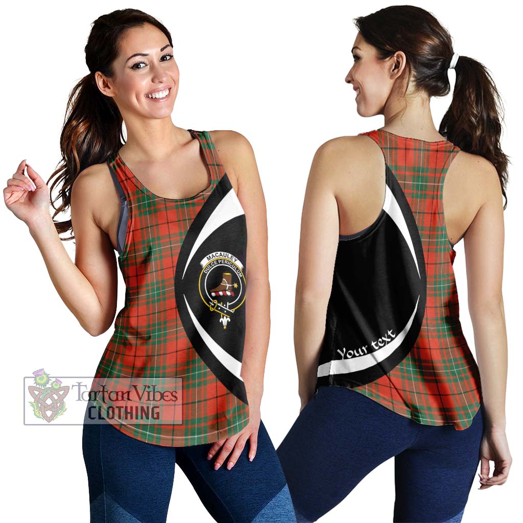 MacAuley Ancient Tartan Women's Racerback Tanks with Family Crest Circle Style 4XL - Tartan Vibes Clothing