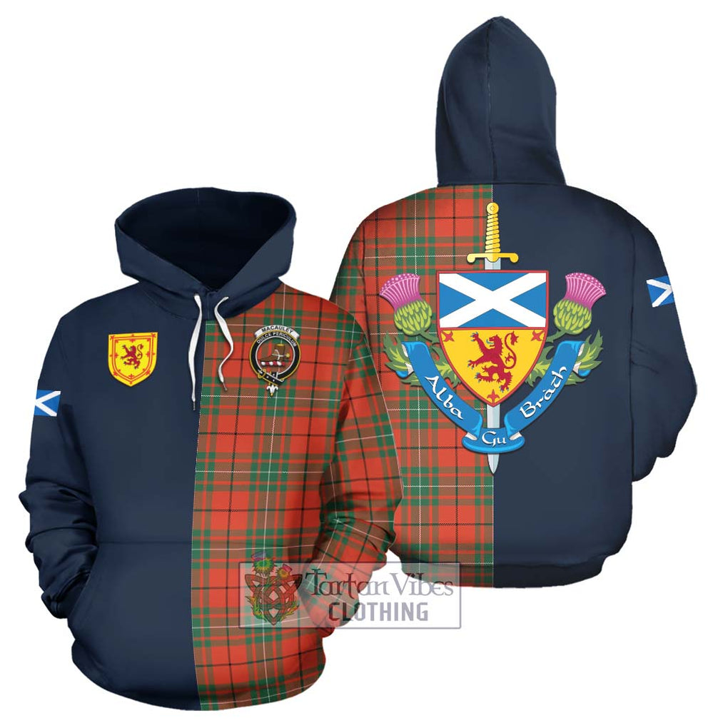 MacAuley Ancient Tartan Hoodie Alba with Scottish Lion Royal Arm Half Style Zip Hoodie - Tartan Vibes Clothing