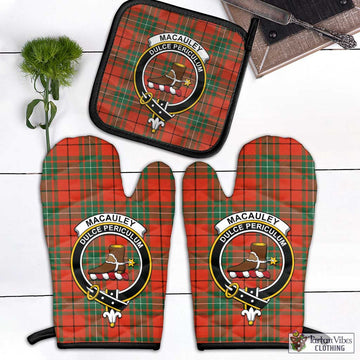MacAuley Ancient Tartan Combo Oven Mitt & Pot-Holder with Family Crest Black - Tartan Vibes Clothing